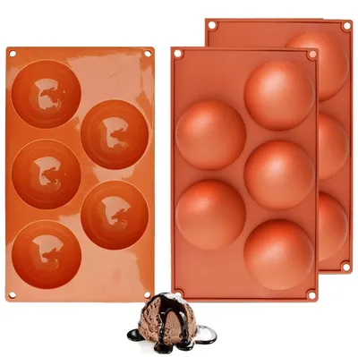 Immagine prodotto di Stampi in silicone a forma di semisfera, confezione da 3 pezzi, con 5/6/15/24 cavità, ideali per torte, cioccolato, gelatine