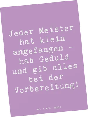 Produktbild von Mr. & Mrs. Panda Grußkarte Spruch Wettkampfvorbereitung meistern - Lavendeltraum - Geschenk, Geduld, Trost, Postkarten, Motivation, gib alles, Postkarte, Inspiration