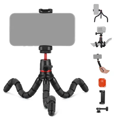 Image de Trépied de base NEEWER pour iPhone, avec télécommande, adaptateur pour appareils photo d'action et support pour téléphone