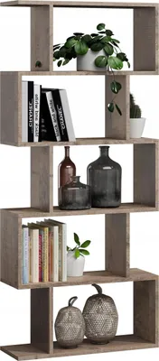Produktbild von MATKAM BASK Bücheregal aus Holz, B/H/T 76,4 x 176 x 28 cm, Holzstärke 18 mm, freistehend, perfekt als Raumtrenner, in verschiedenen Ausführungen erhältlich| Max. Belastung 30 kg (Grange Eiche Retro Loft)