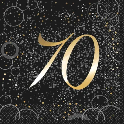 Produktbild von 70. Geburtstag 16 Servietten in Schwarz Gold foliert