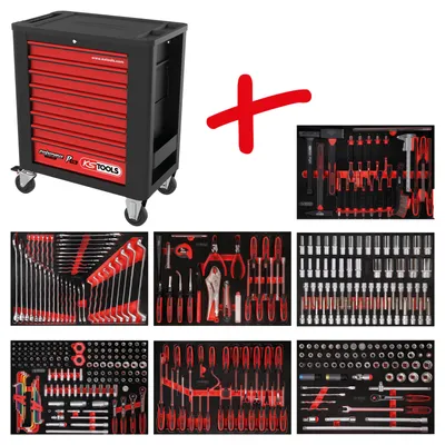Image de Performanceplus Jeu de servantes d'atelier P15 avec 403 outils pour 7 tiroirs