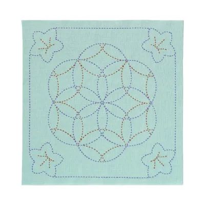 Produktbild von Olympus Sashiko Stickpackung "Hana Fukin Kikkyo und Hanazashi", Stoff bedruckt, 33x33cm, Original aus Japan