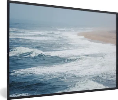Produktbild von MuchoWow® MuchoWow® Gerahmtes Poster Wasser - Meer - Wellen - Strand 90x60 cm - Poster mit zchwarzem Bilderrahmen - Fotorahmen - Foto-Plakat