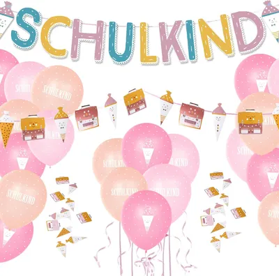 Imagen del producto de Decoraciones para el regreso a clases: globos, guirnalda, color rosa