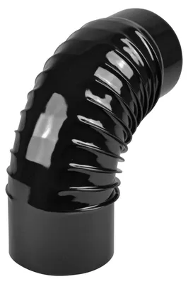 Immagine prodotto di Curva per canna fumaria Raik / Curva per tubo stufa smaltata 150 mm - Curva a 90° nervata nera