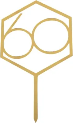 Produktbild von Acryl-Tortenaufsatz für den 60. Geburtstag, goldene Zahl 60