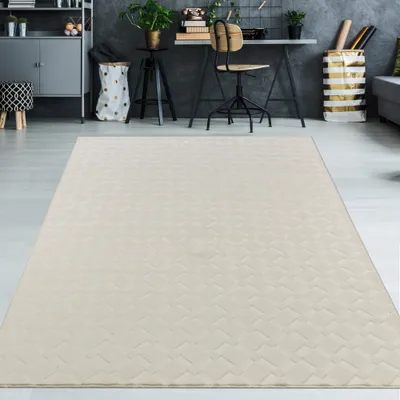 Produktbild von Schöner weicher Teppich mit Rautenmuster in creme Größe - 140 x 200 cm