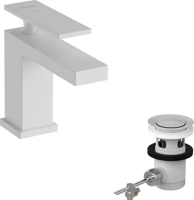 Immagine prodotto di hansgrohe Tecturis E Mitigeur monocommandé pour lavabo 80, saillie 122mm, avec garniture de vidage, CoolStart, EcoSmart+, 73002700, 73002700