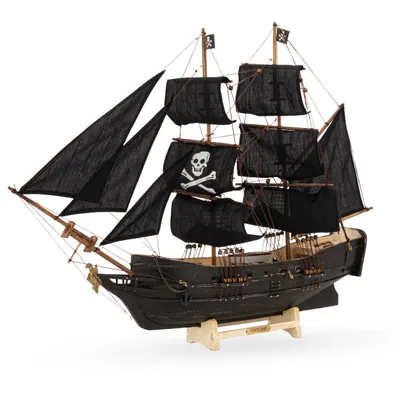 Produktbild von NKlaus Nautisches Piratenschiff 78x60cm Holz Modellschiff Maritime Dekoration Segelschiff 14953