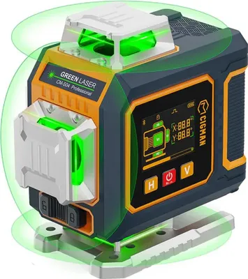 Zdjęcie produktu dla Niwelator laserowy – CM-S04 Laser liniowy – 4×360° – 16 linii – Samopoziomujący ±1,5 mm/5 m – Zasięg 30 m – Akumulator 7,4 V 2600 mAh – IP54 – Zielony