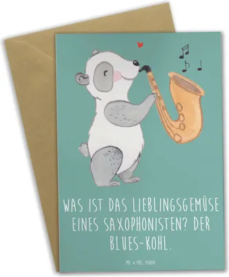 Produktbild von Mr. & Mrs. Panda babykarte Saxophon Blues - Meeresbrise - Geschenk, einladungskarten, Spielen lernen, Instrument, Gemüse, Musik, osterkarten, Melodien, weihnachtskarten