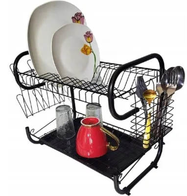 Produktbild von Brunbeste E-8052 Zweistöckiger Geschirrtrockner mit Besteckablage Schwarz