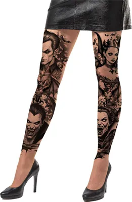 Produktbild von Eindrucksvolle Vampir Tattoo Effekt Strumpfhose als Kostümzubehör