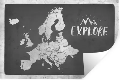 Produktbild von MuchoWow® Wandtattoo Wandsticker Wandaufkleber Vintage Eurocard mit dem Text "Explore" - schwarz und weiß 30x20 cm Selbstklebend und Repositionierbar - Wierderverwendbar - Selbstklebend