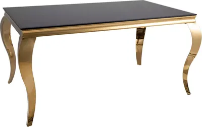 Produktbild von Esstisch Prince Küchentisch Farbe und Größe wählbarSchwarzglas / gold