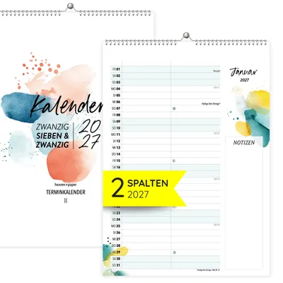 Produktbild von heaven+paper® A4 Wandkalender 2 Spalten Splash 2027