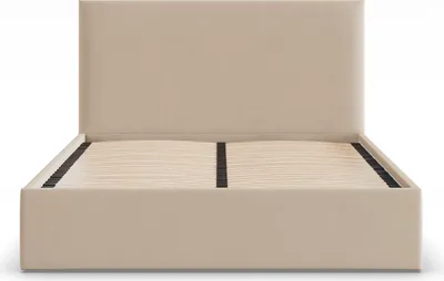 Produktbild von Polsterbett PAOLA 140x200 – Modernes Doppelbett mit Kopfteil und Holzlattenrost, ohne Bettkasten Beige Geflecht