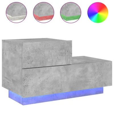 Produktbild von Nachttisch mit LED-Leuchten Betongrau 70x36x40,5 cm
