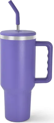 Produktbild von Doppelwandige RVS Becher mit Strohhalm - 1200 ml | Tragbarer Kaffeebecher für Unterwegs