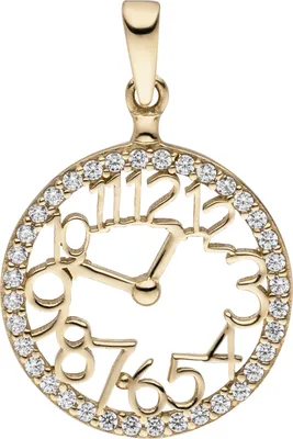 Produktbild von Anhänger Uhr 333 Gold Gelbgold 36 Zirkonia
