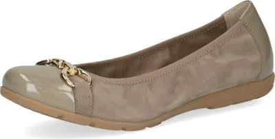 Produktbild von Caprice Damen Ballerina Halbschuhe mit glänzender Vorderkappe und goldfarbenem Detail