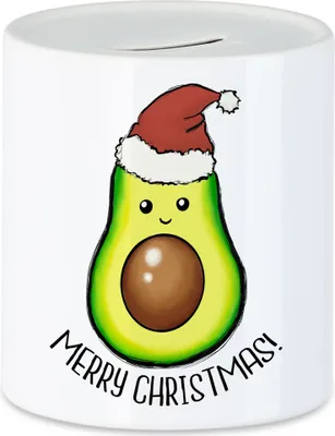 Produktbild von Merry Christmas Spardose Geschenkidee Avocado-Fans Süßes Motiv für Weihnachten für Familie Freunde
