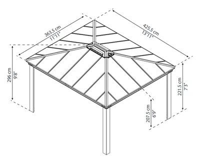 Produktbild von Palram - Canopia Aluminium Pavillon Dallas 4300 Grau 364x426x296 cm