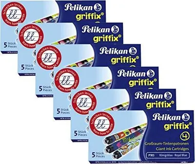 Zdjęcie produktu dla Wkłady do piór pelikan niebieskie zmazywalne dla uczniów 30 szt.