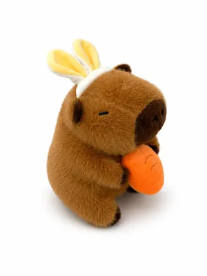 Produktbild von Capybara Kuscheltier mit Hasenohren und Karotte 19 cm Plüschtier Stofftier Kawaii Geschenk für Kinder