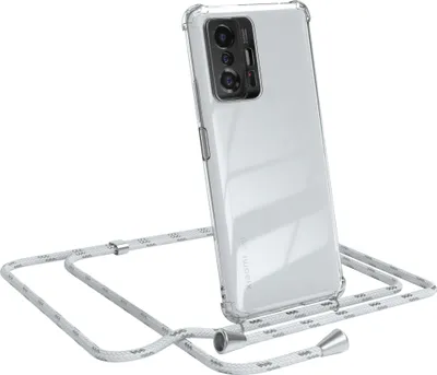 Produktbild von EAZY CASE Handykette kompatibel mit Xiaomi 11T / 11T Pro 5G, Handyhülle mit Umhängeband, Handykordel, Schutzhülle Clear, Band in Weiß