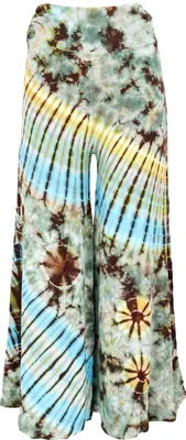 Produktbild von Weite Batikhose, Unikat Boho Schlaghose, Yogahose, Marlenehose - Salbei, Damen, Grün, Viskose,Elasthan, Shorts, Leggings