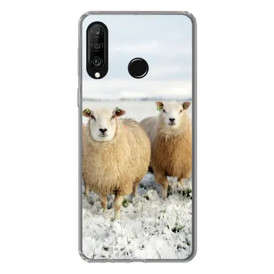 Produktbild von MuchoWow® Handyhülle Schutzhülle Hülle für Huawei P30 Lite Gruppe von neugierigen Schafen Silikon Softcase Handy Hülle - Handyhülle