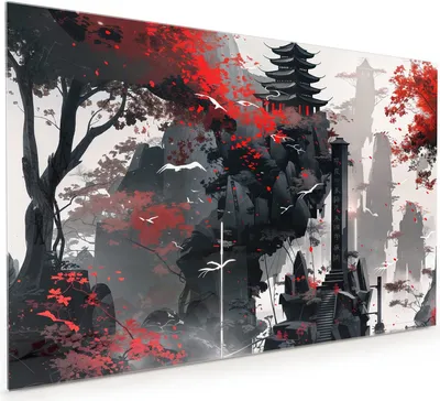 Produktbild von Küchenrückwand Spritzschutz Glas mit Motiv Mystischer Tempel 40 x 40 cm