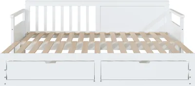 Produktbild von Sweiko Multifunktionales Zwei-in-Eins-Tagesbett 90 (180) x 190 mit Kiefernbett, Schubladen und Ausziehbett Weiß