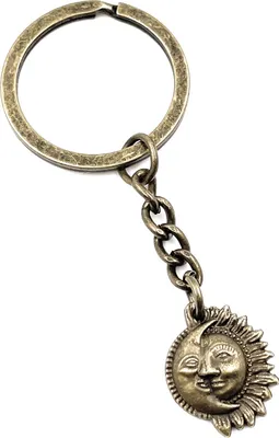 Produktbild von Onwomania Schlüsselanhänger - "Sonne Mond Halbmond" - Metall Glücksbringer ideal als Geschenk z.B. für den besten Freund, die beste Freundin, Mama