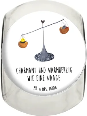 Produktbild von Mr. & Mrs. Panda keksdose glas Sternzeichen Waage XL 2000ml - Weiß - Geschenk, Kaffeedose, Glasdose, Hummel, Gleichgewicht, Teedose, Bonboniere, Biene, Frischhaltedose