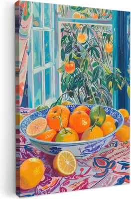 Produktbild von MuchoWow® - Leinwandbilder - Stilleben - Farbenfroh - Obst - Sommer, Wandbild, Wanddeko Bilder Wohnzimmer, 80x120 cm