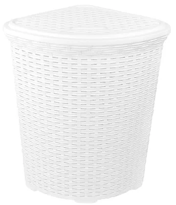 Produktbild von Eckkorb XXL Wäschekorb Wäschebox Wäschetruhe Wäsche Rattan Kunststoff praktisch (Weiß)