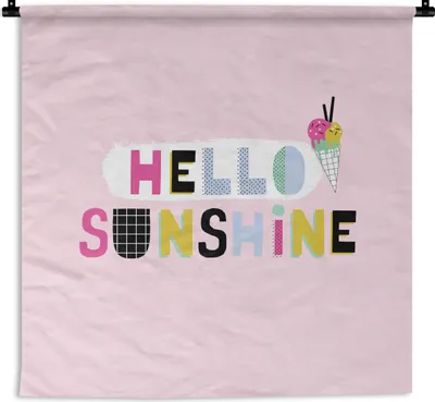 Produktbild von MuchoWow® Wandteppich Wandbehang Sommer - Eiscreme - Zitat 150x150 cm Tapisserie Dekoration Wandtuch - Wohnaccessoires - Modernes