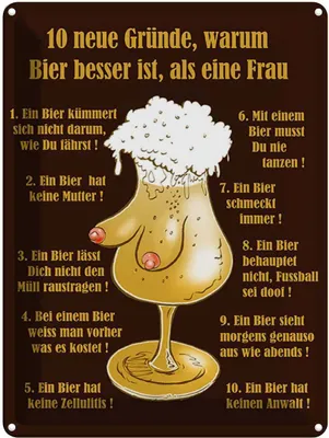 Produktbild von vianmo Blechschild 40x30 cm 10 Gründe Bier besser als Frau Spruch Zitat