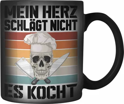 Produktbild von Trendation - Koch Geschenke Männer Farbwechsel Zauber-Tasse Lustig Geschenk für Koch Köchin Geschenkidee (Schwarz)