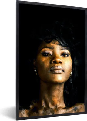 Produktbild von MuchoWow® MuchoWow® Gerahmtes Poster Frau - Farbe - Lehm 40x60 cm - Poster mit zchwarzem Bilderrahmen - Papierdruck - Wandbilder