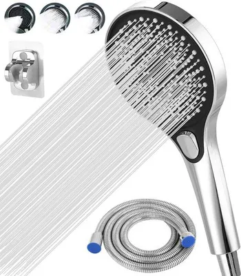 Produktbild von Dusche mit Schlauch, 1,5m, Handdusche, 3 Strahlmodi, runde Duschkopf