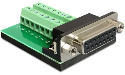 Imagen del producto de Adaptador Delock, conector Sub-D de 15 pines (hembra) >
