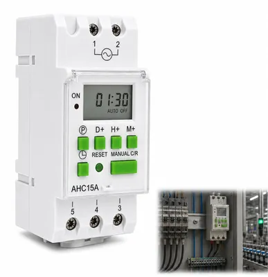 Obrázok produktu pre Digitálny časovač na montáž na DIN lištu, modulárny časovač, elektronický týždenný programátor, programovateľný, AC 230 V, 16 programov zapnutia/vypnutia