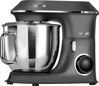 Produktbild von MPM Planetarische Küchenmaschine mit Zubehör, Küchenmixer zwei 7L Rührschüsseln, Küchenroboter, 2600W, Anthrazit