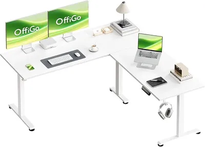 Produktbild von Höhenverstellbarer Schreibtisch, 120 x 120 cm L-förmig Schreibtisch Höhenverstellbar Elektrisch, Eckschreibtisch Ergonomischer Steh-Sitz Tisch Computertisch, Weiß