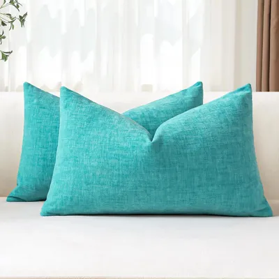 Obrázok produktu pre Sada dvoch obliečok na vankúše z plyšovej látky, 30x50 cm, tyrkysovej farby, mäkké dekoratívne vankúše