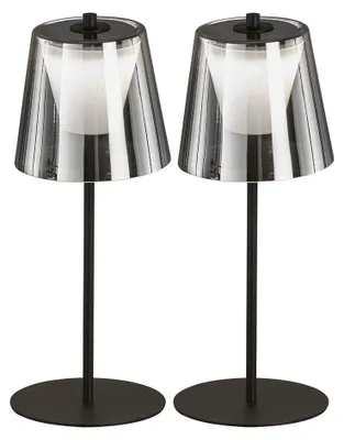 Produktbild von 2er Set LED Außen Tischleuchte, schwarz rauch, Touchdimmer, Akku H 35 cm